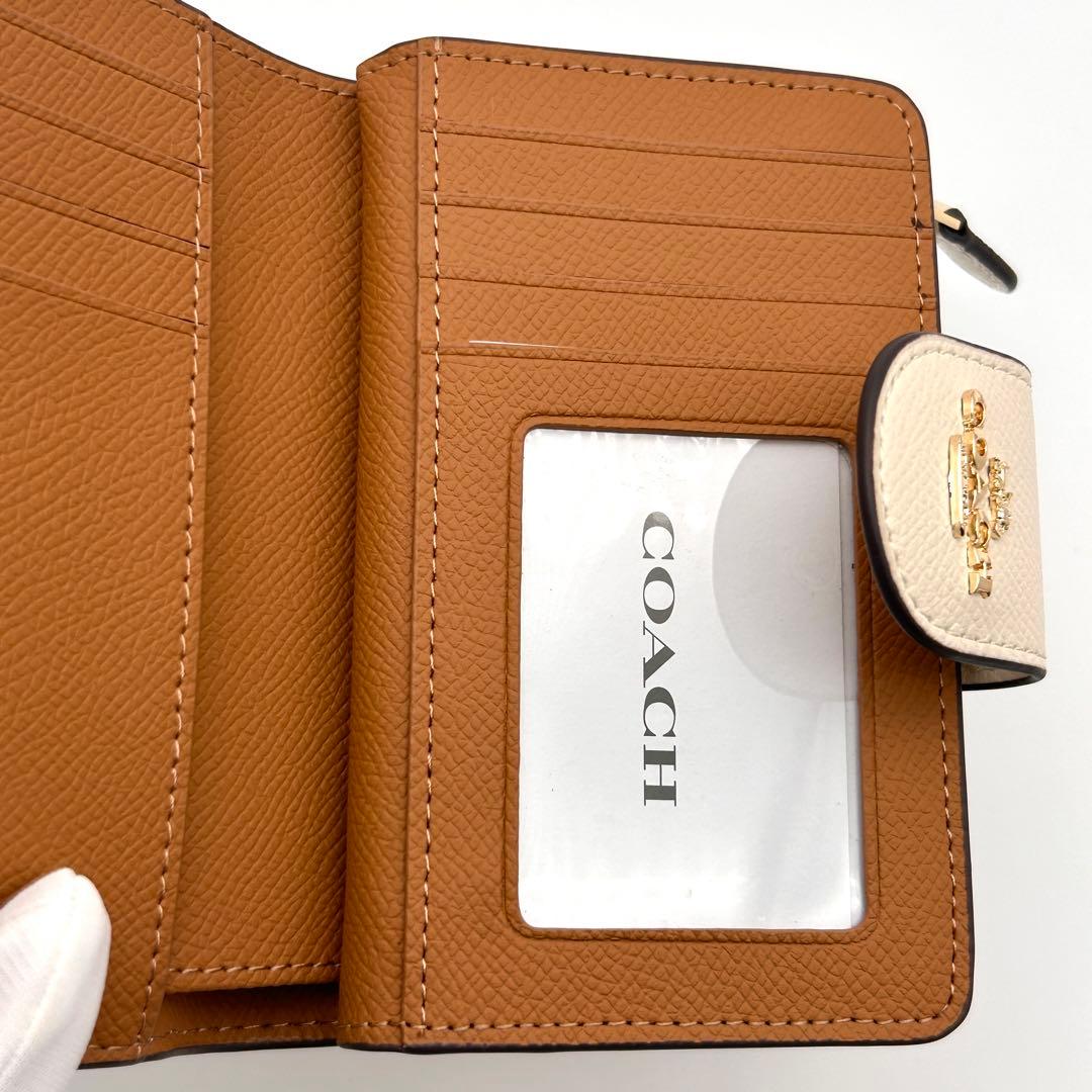 ✨極美品✨ COACH コーチ 二つ折り財布 ホワイト ブラウン【未使用級】