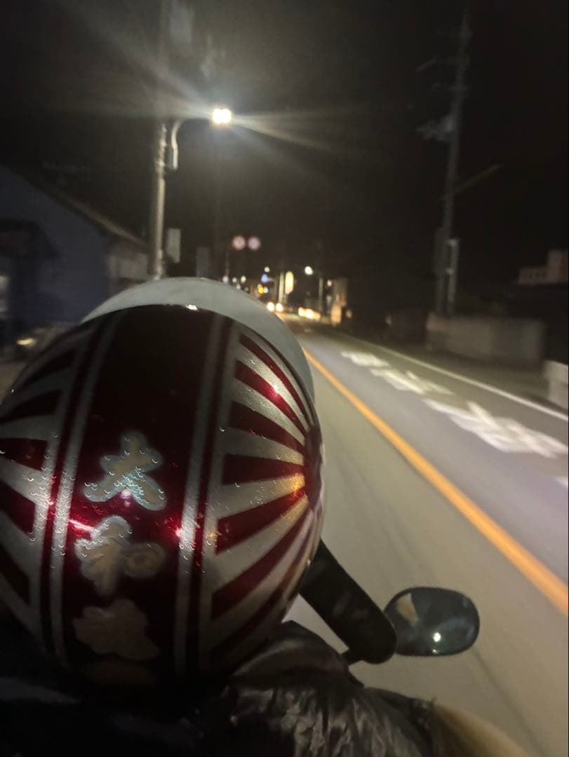 大和流 半帽ヘルメット 赤白ストライプ