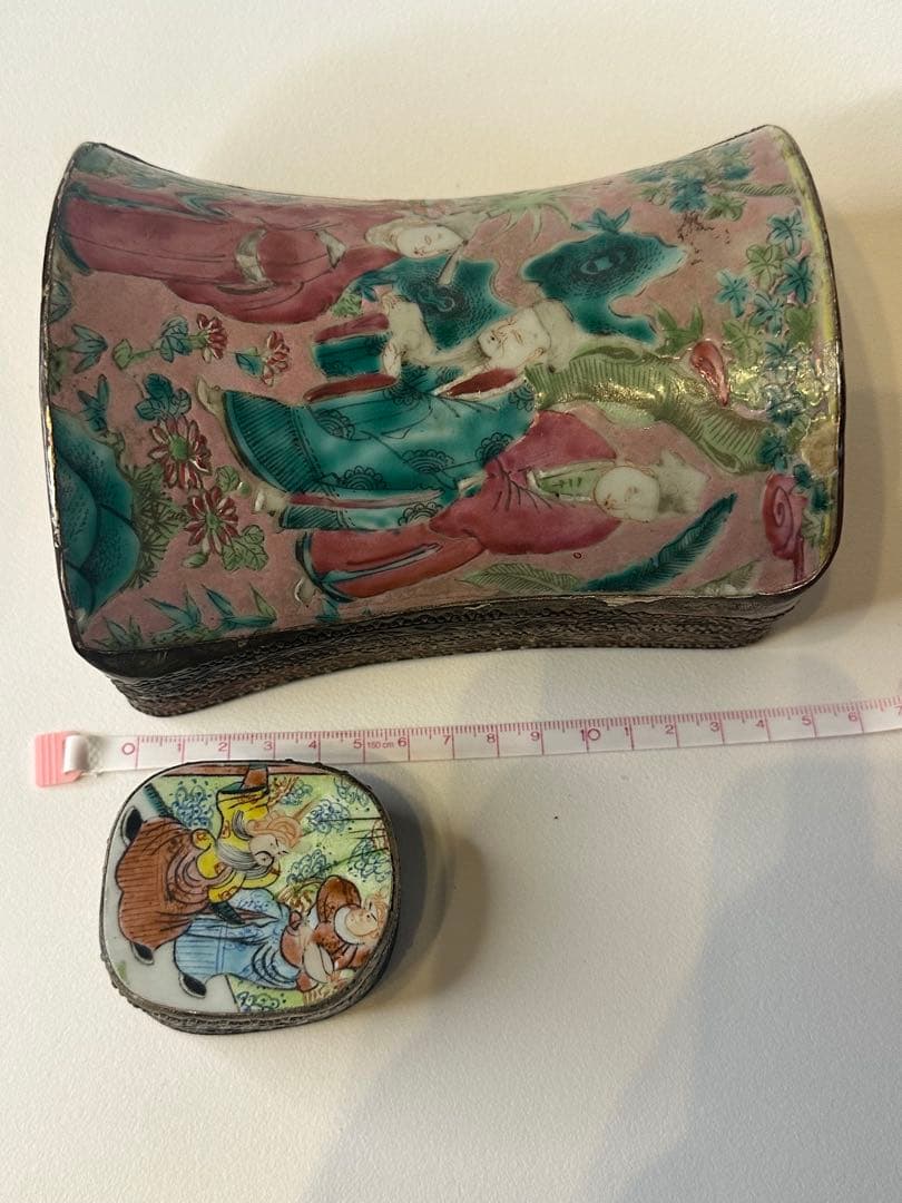 清時代 人物香合 中国骨董 古董 香合 2点セット