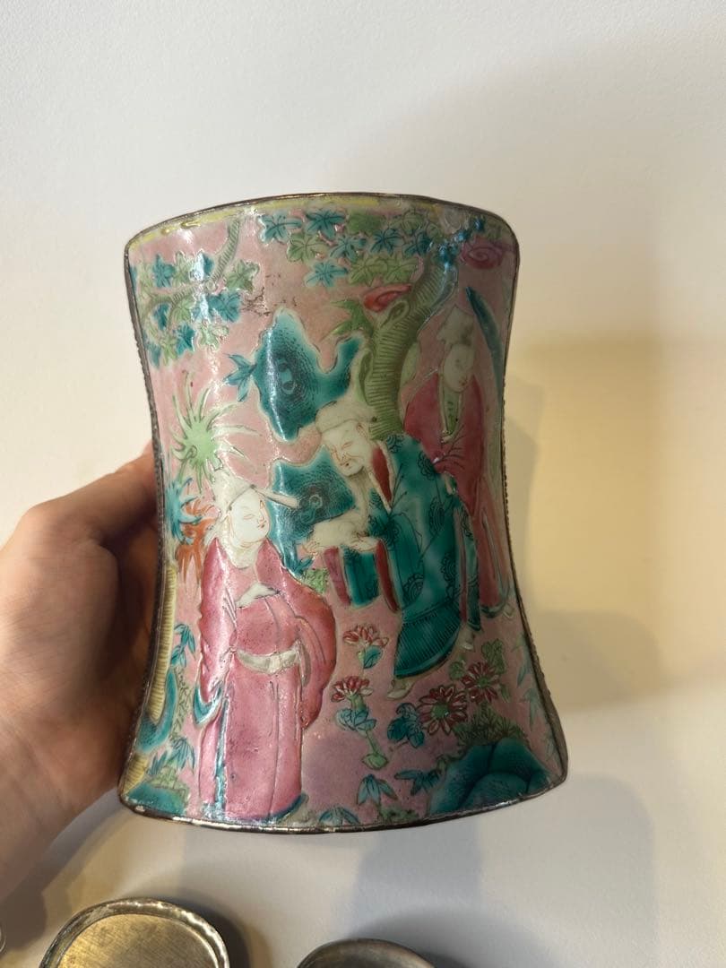 清時代 人物香合 中国骨董 古董 香合 2点セット