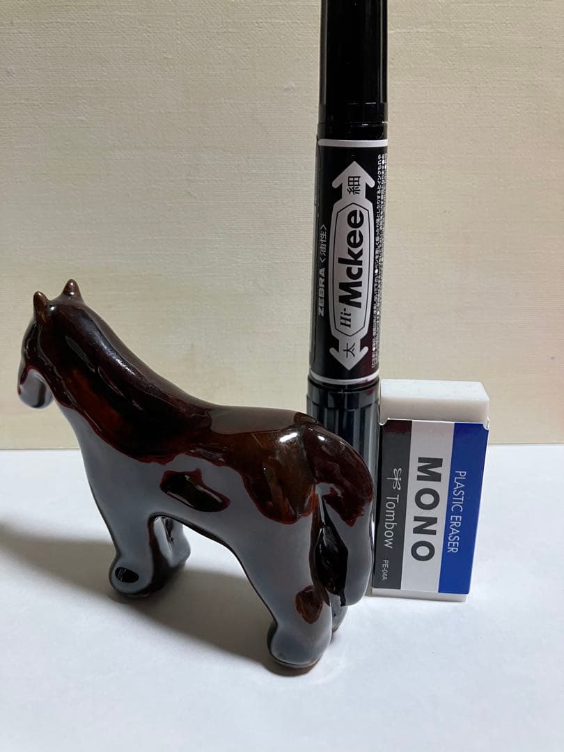 陶器の馬の置物 約10cm オリジナル一点もの作品