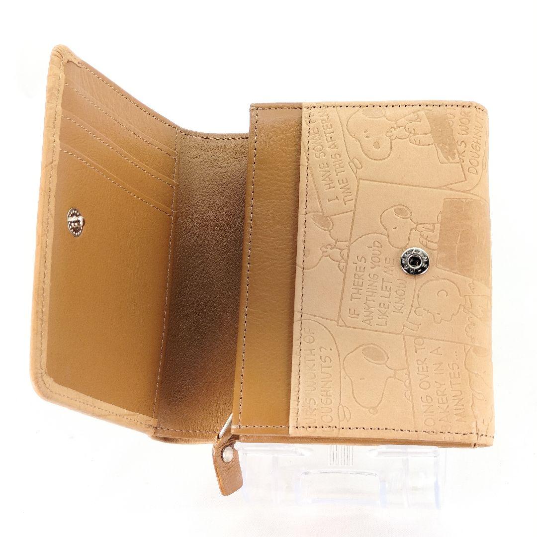 未使用 スヌーピー 本革 二つ折り財布 ヌメ革 レザー ウォレット