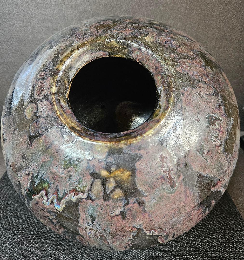 吉備焼　名工 水川義雄(陶芳)作　窯変大壺　師：人間国宝　近藤悠三 笠岡市福山市