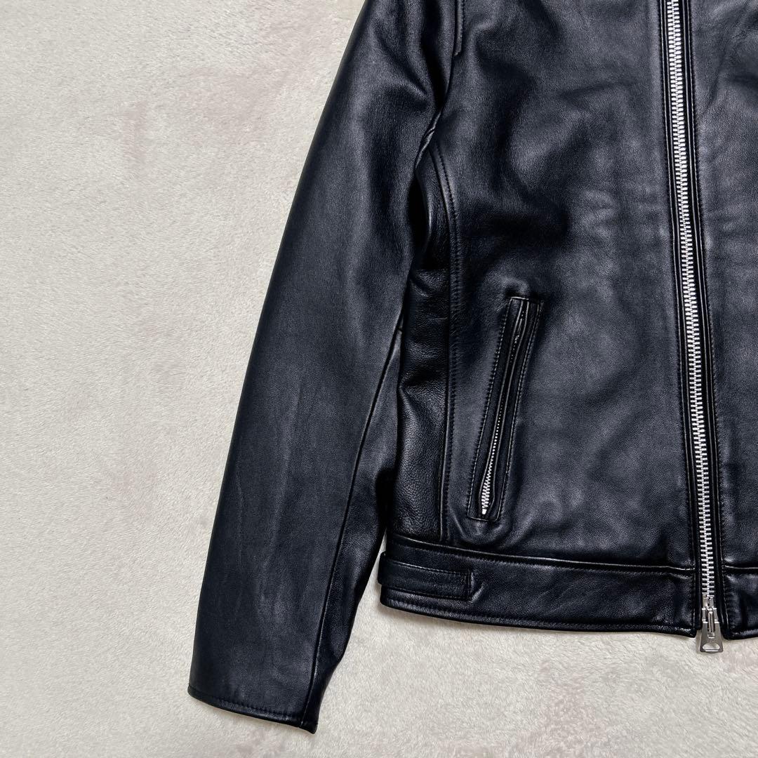 美品 BACK NUMBER 本革 シングルライダース M 黒 ラムレザー