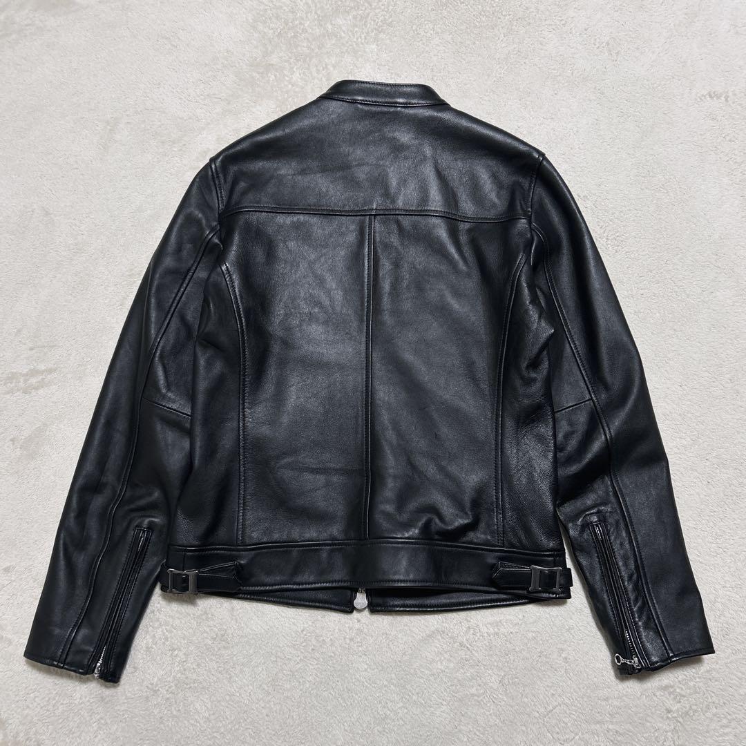 美品 BACK NUMBER 本革 シングルライダース M 黒 ラムレザー