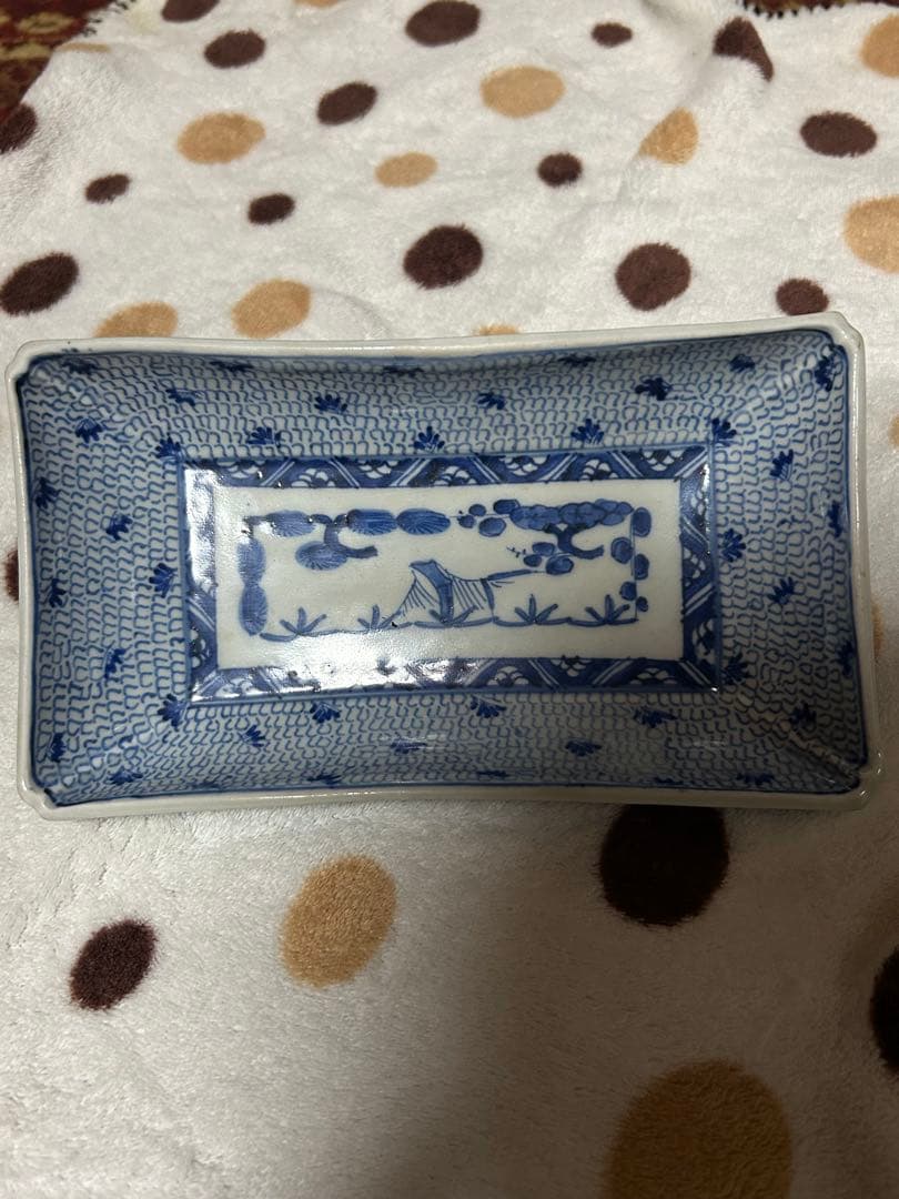 古伊万里　微塵唐草文　長皿　 大明成化年製