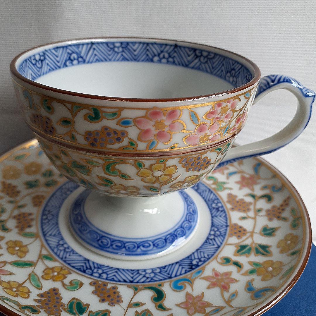 京焼　清水焼　昭阿弥　カップ&ソーサー　金彩花唐草