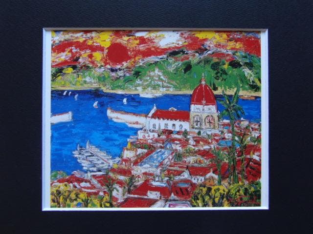 鈴木マサハル、【サントロペ】、希少な画集画、新品高級額・額装付