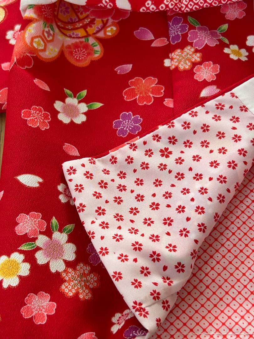 ラン様　花夢二　七五三3歳被布セット赤　日本製