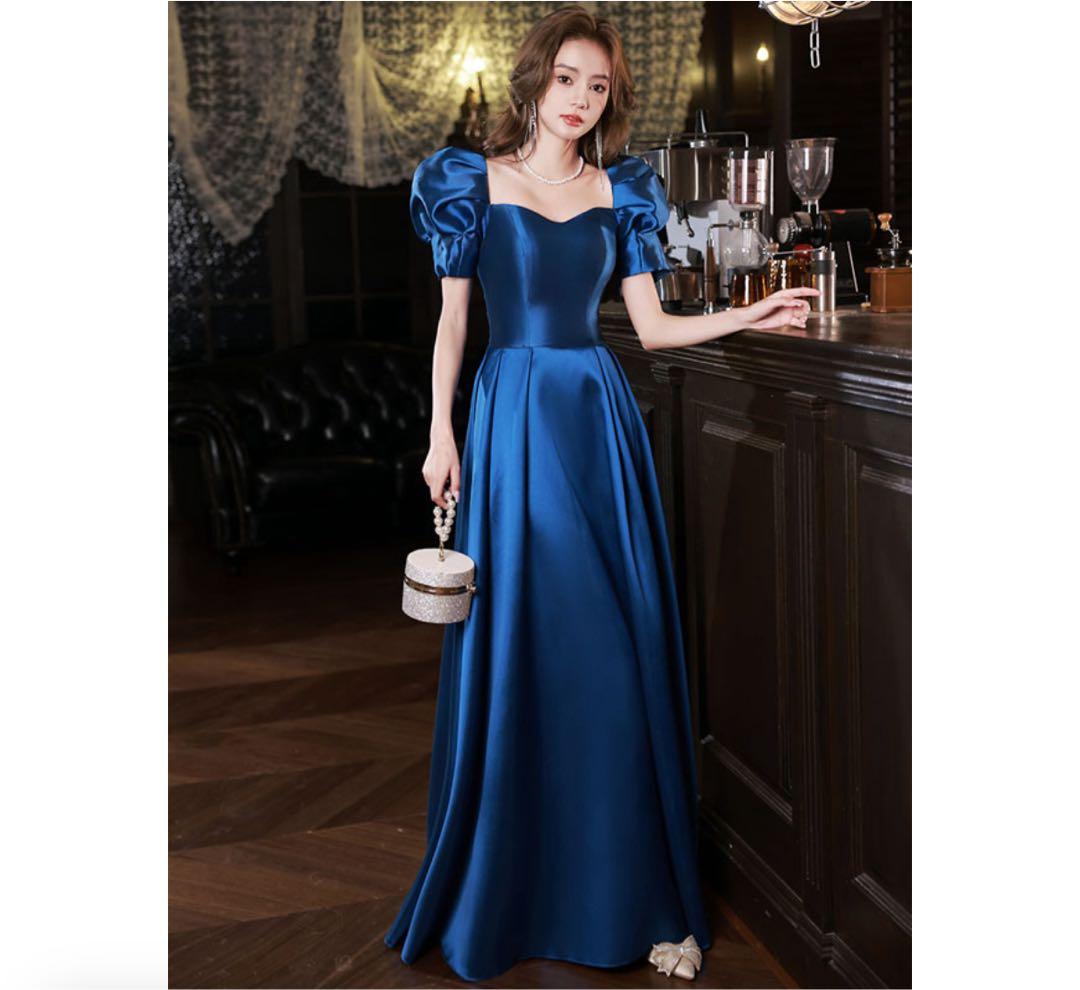 ロイヤルブルー　編み上げカラードレス(結婚式/二次会/コンサート)