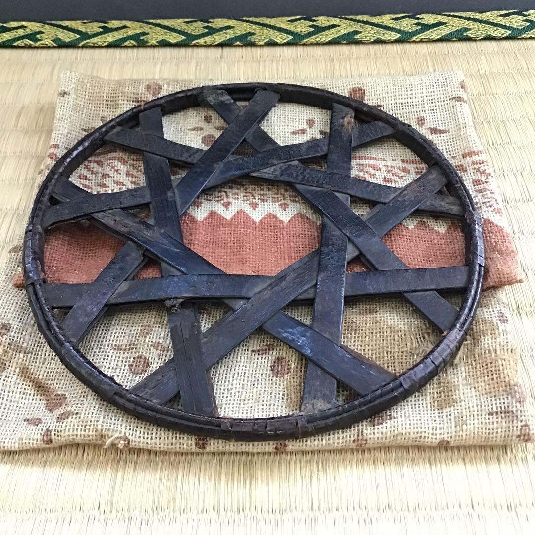 茶道具　釜敷　時代カンバ釜敷　宗慶書付　収納袋共箱　税抜25万購入　S228KS