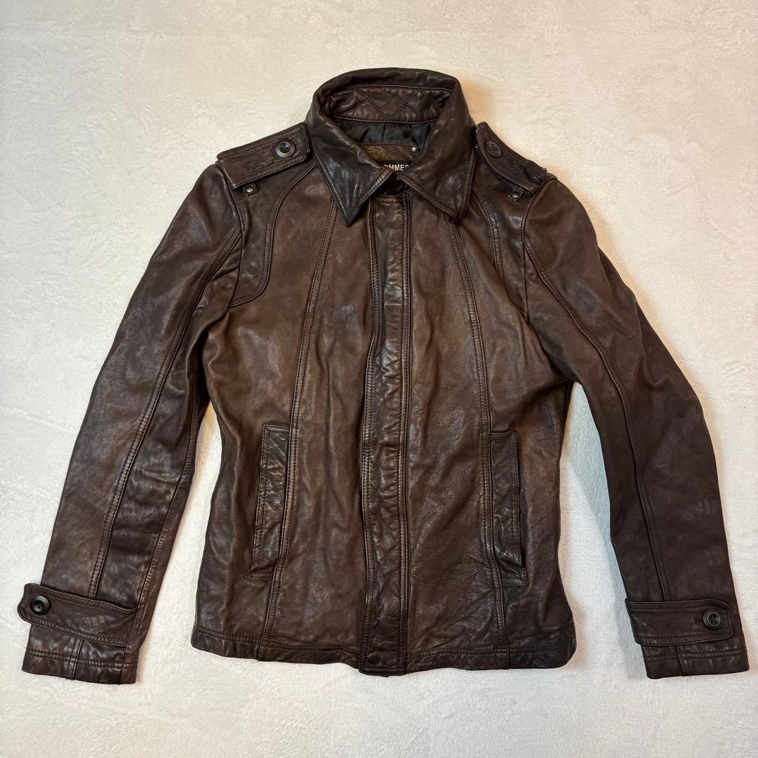 【高級馬革】5351プールオム　シングルライダース レザージャケット ブラウン