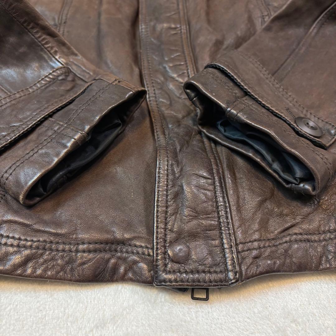 【高級馬革】5351プールオム　シングルライダース レザージャケット ブラウン