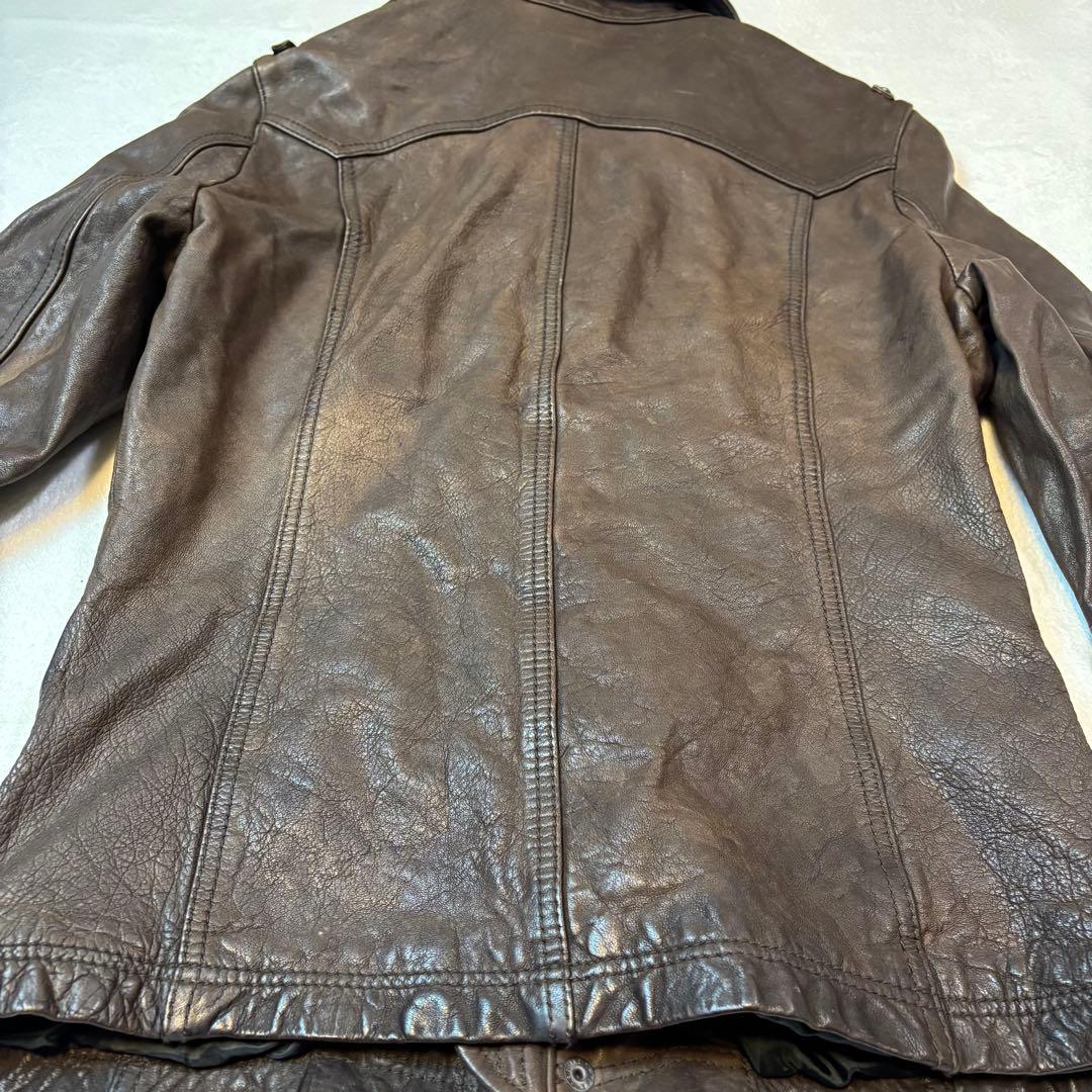 【高級馬革】5351プールオム　シングルライダース レザージャケット ブラウン