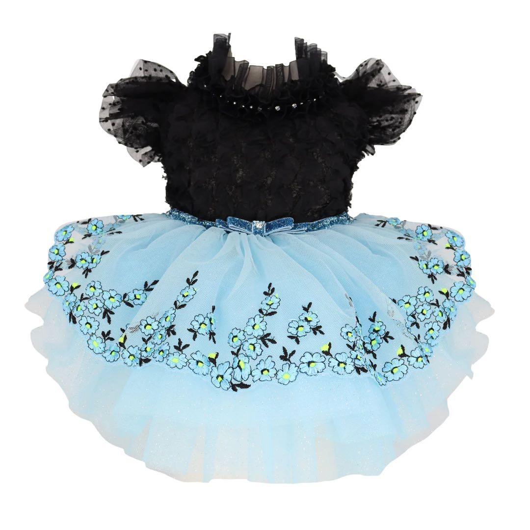 リュクスバーディLuxe birdieシルエットワンピバレッタセットブルー犬服