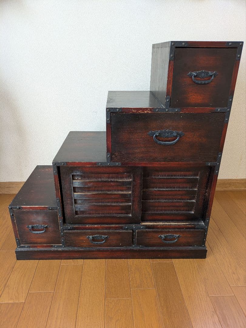 木製階段型箪笥 6引き出し