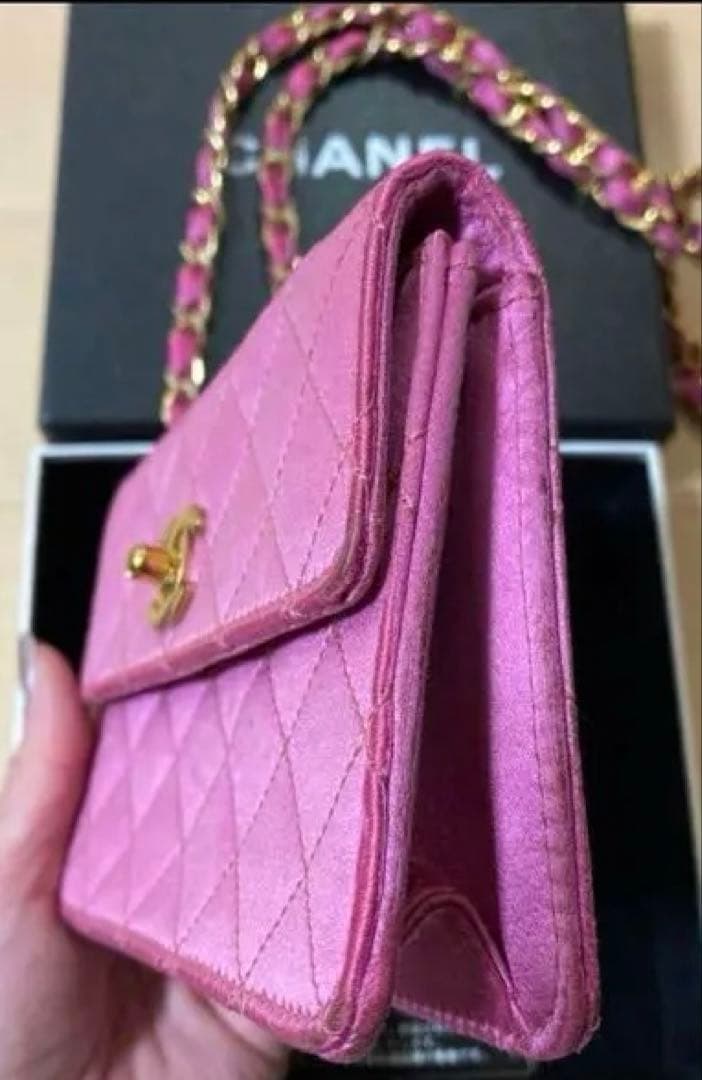 超レア★シャネル サテンピンクミニマトラッセ ショルダー バッグ
