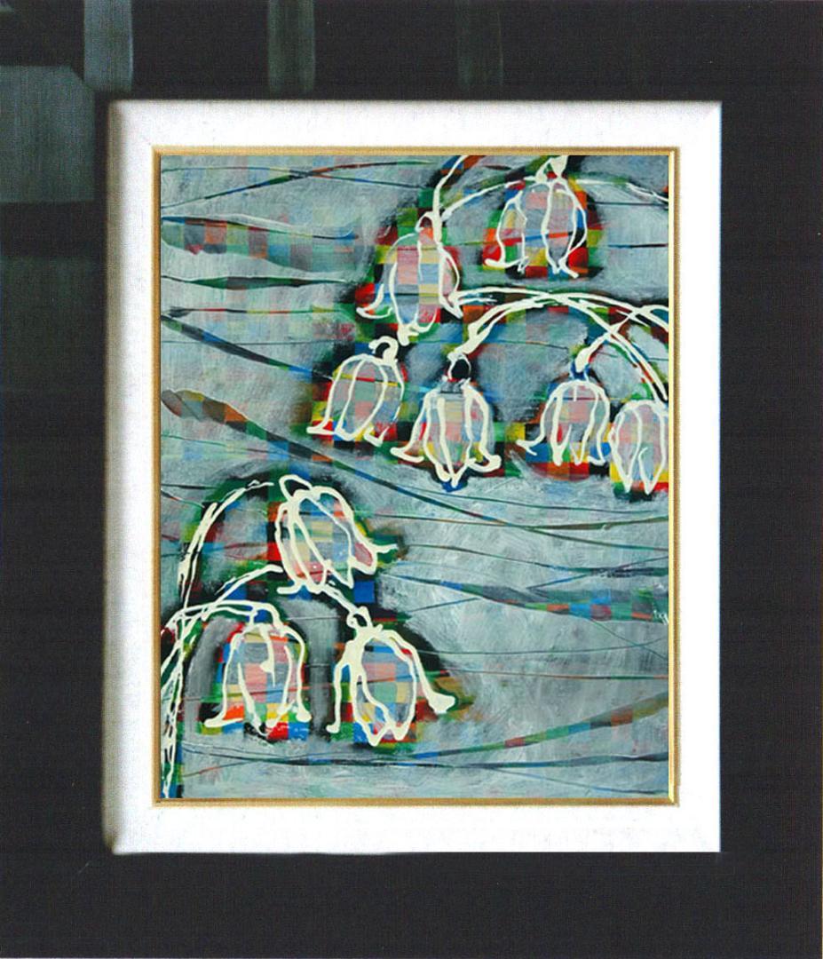 油絵 菅家令子 絵 絵画インテリア 額付(銀) F4-090116 花 すずらん