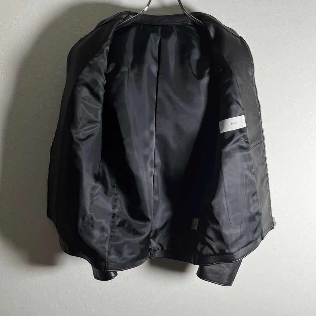 【極美品•Lサイズ】LIDNMリドム シングルラムレザージャケットブラック