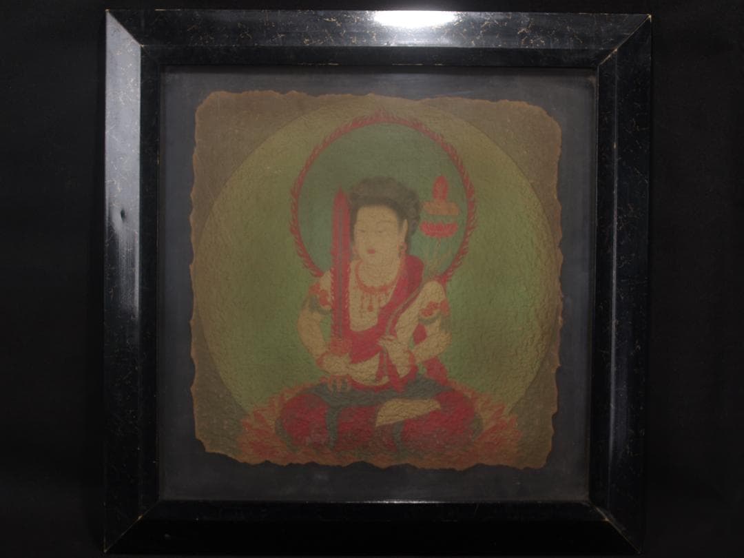 骨董市掘り出し品 中国唐時代　敦煌莫高窟壁画 彩絵　人物像 AK1737A6-1