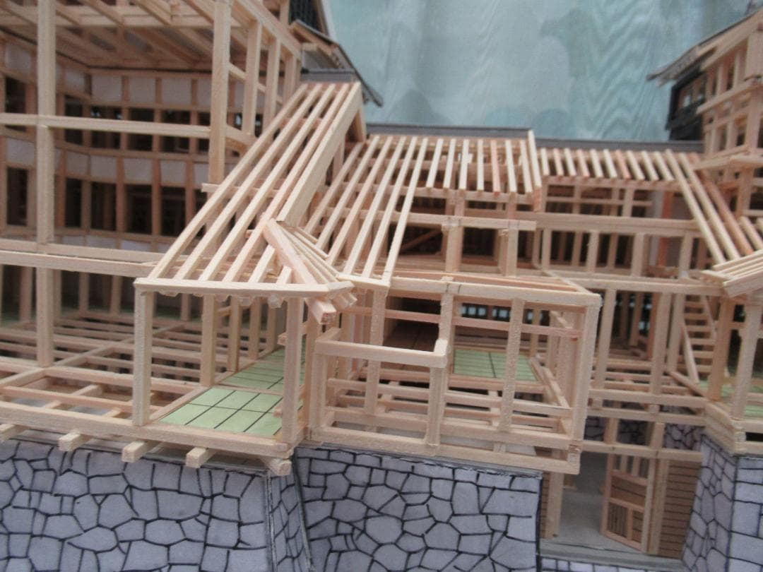 【自作品】熊本城構造模型（その２）　縮尺約１／７５　高さ約４５ｃｍ