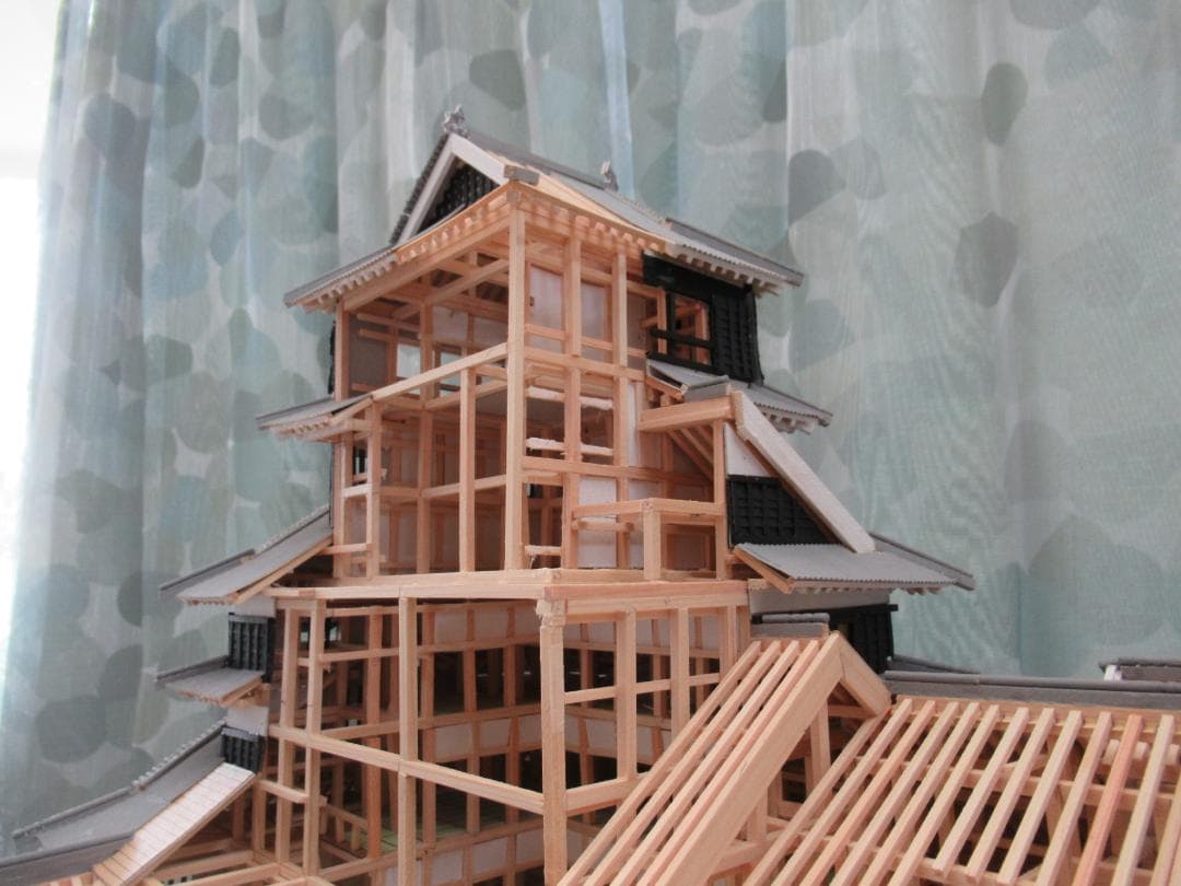 【自作品】熊本城構造模型（その２）　縮尺約１／７５　高さ約４５ｃｍ