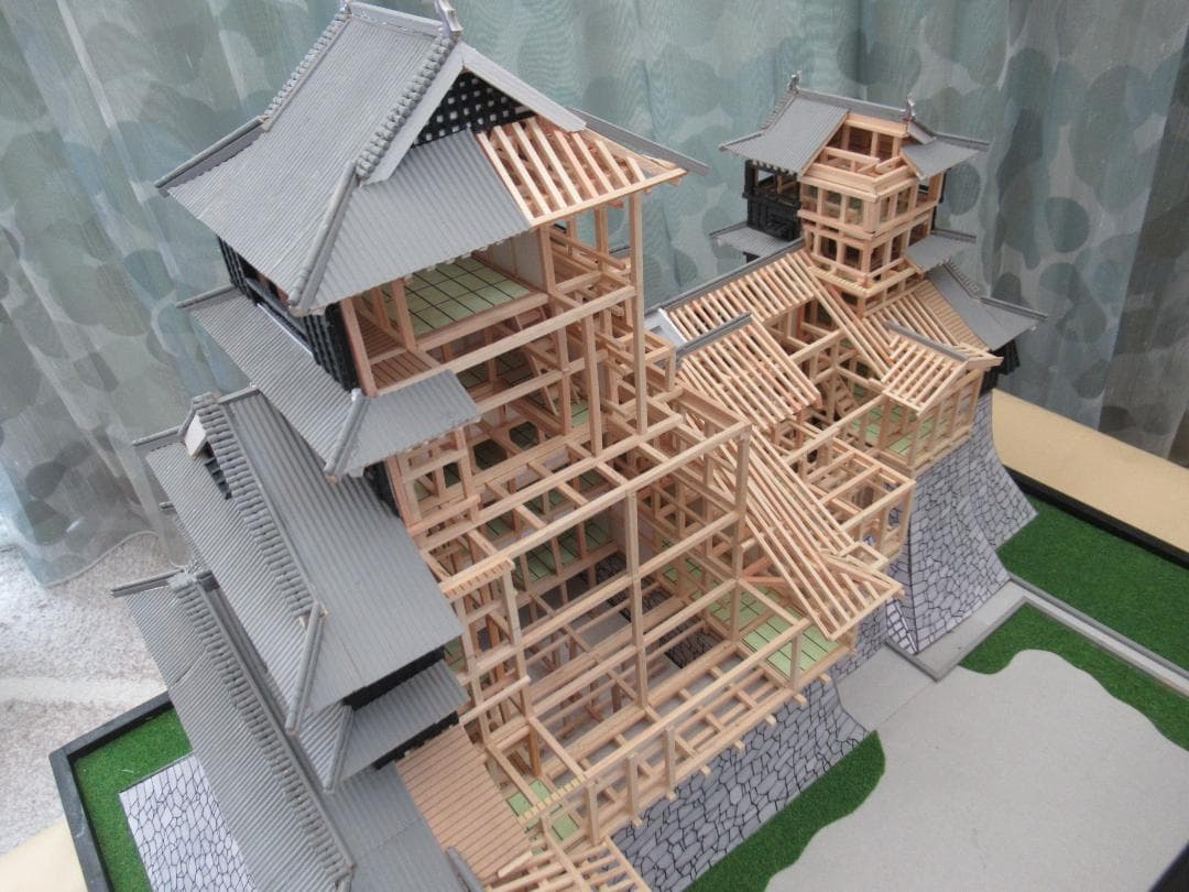 【自作品】熊本城構造模型（その２）　縮尺約１／７５　高さ約４５ｃｍ