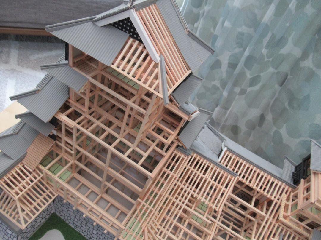 【自作品】熊本城構造模型（その２）　縮尺約１／７５　高さ約４５ｃｍ