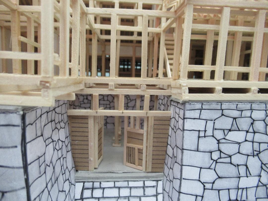 【自作品】熊本城構造模型（その２）　縮尺約１／７５　高さ約４５ｃｍ
