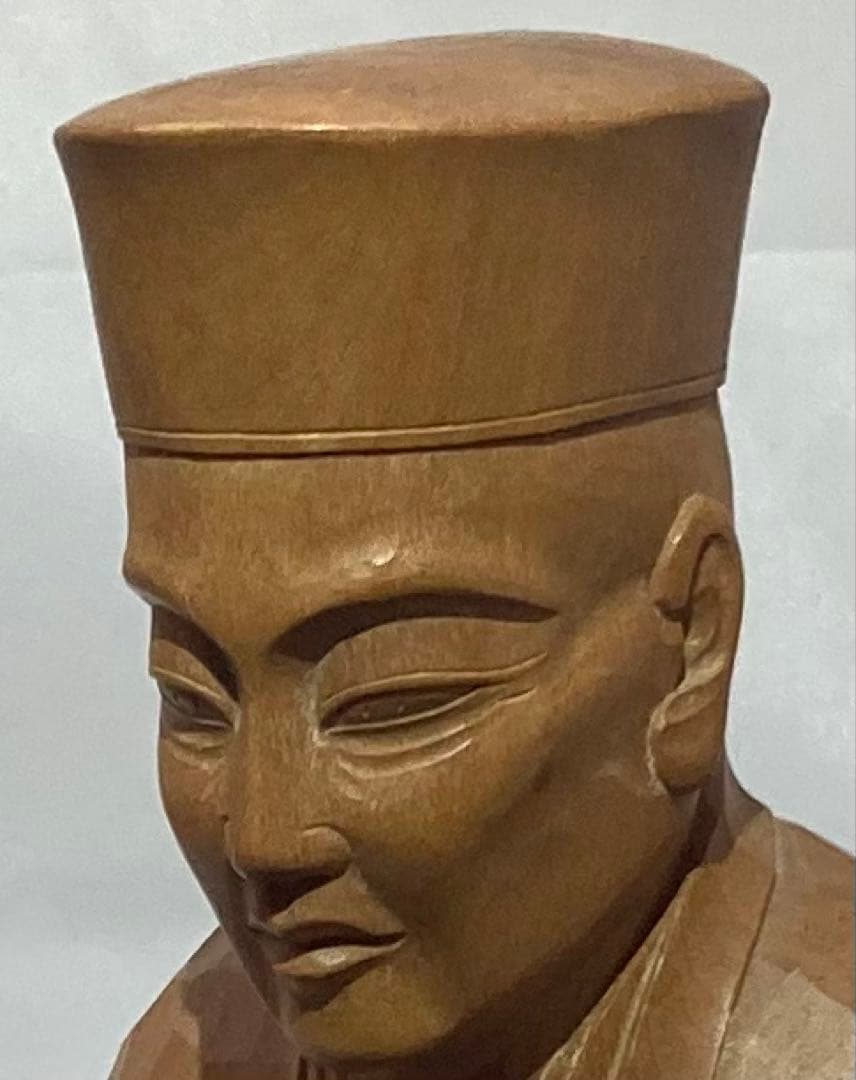 B515s 木彫 千利休座像　滝村尚之造　茶道　箱無