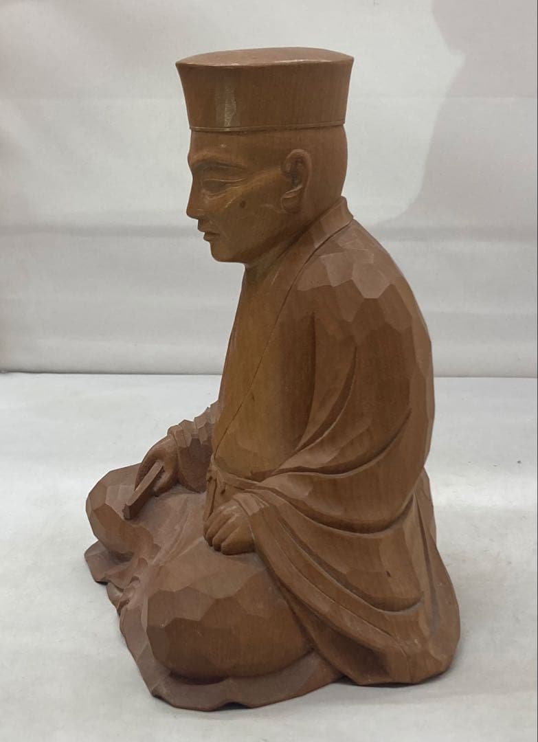 B515s 木彫 千利休座像　滝村尚之造　茶道　箱無