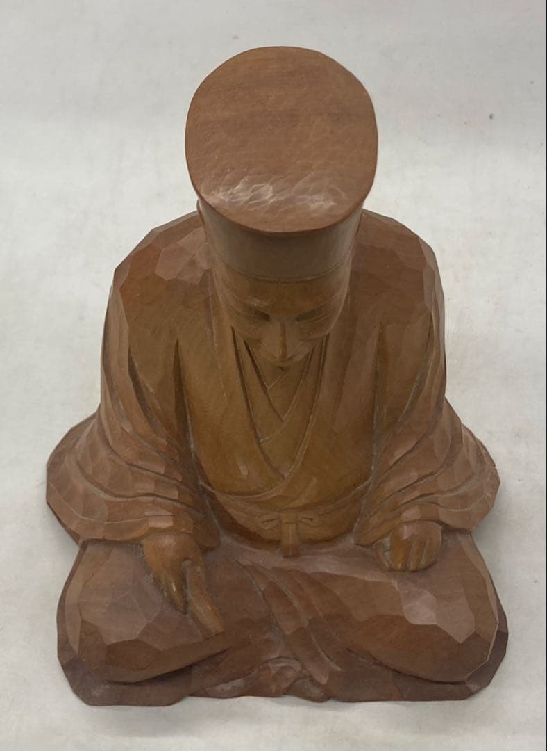 B515s 木彫 千利休座像　滝村尚之造　茶道　箱無