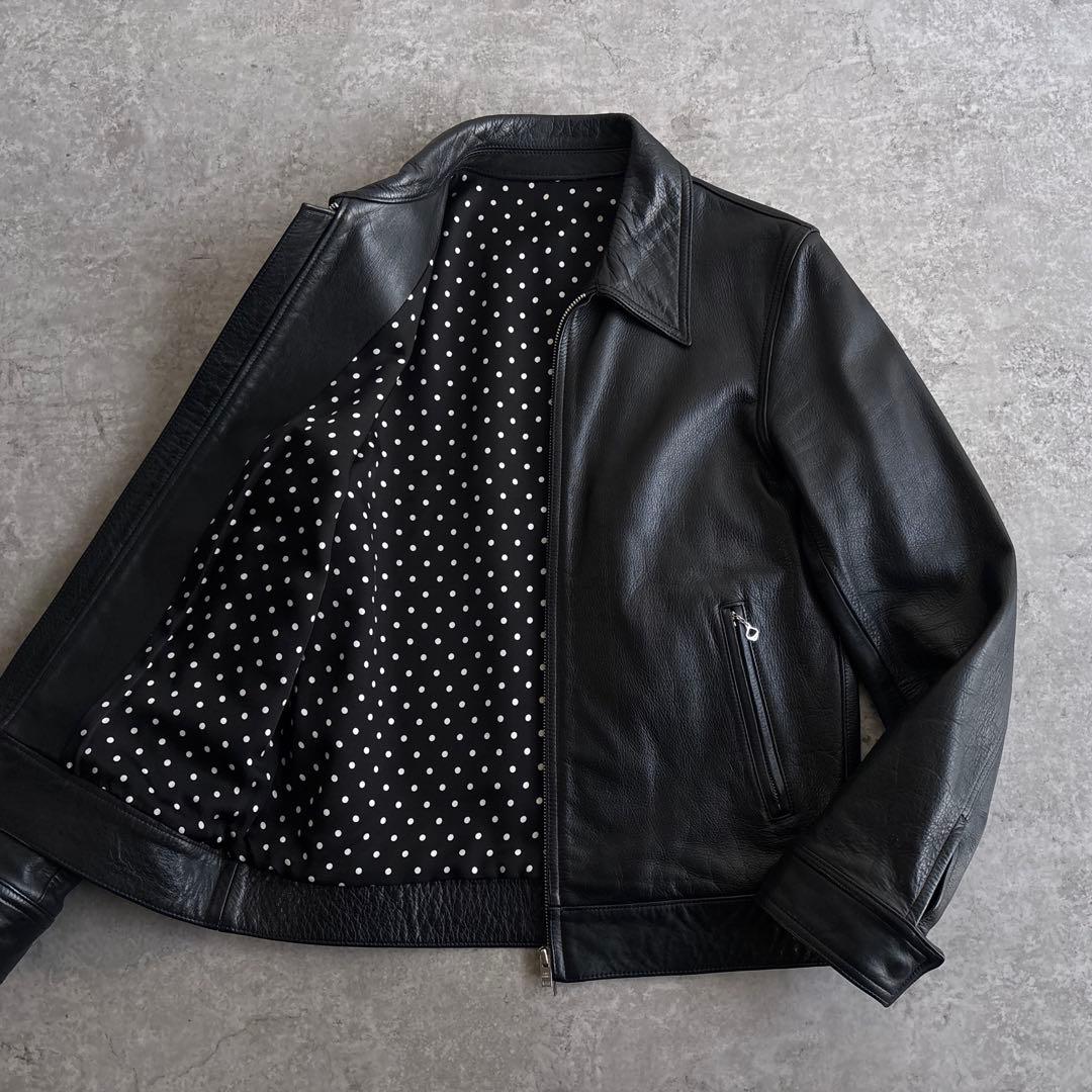 未使用級■WACKO MARIA【M】本革 レザージャケット ドット 総裏 黒