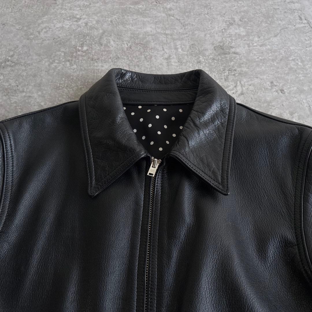 未使用級■WACKO MARIA【M】本革 レザージャケット ドット 総裏 黒