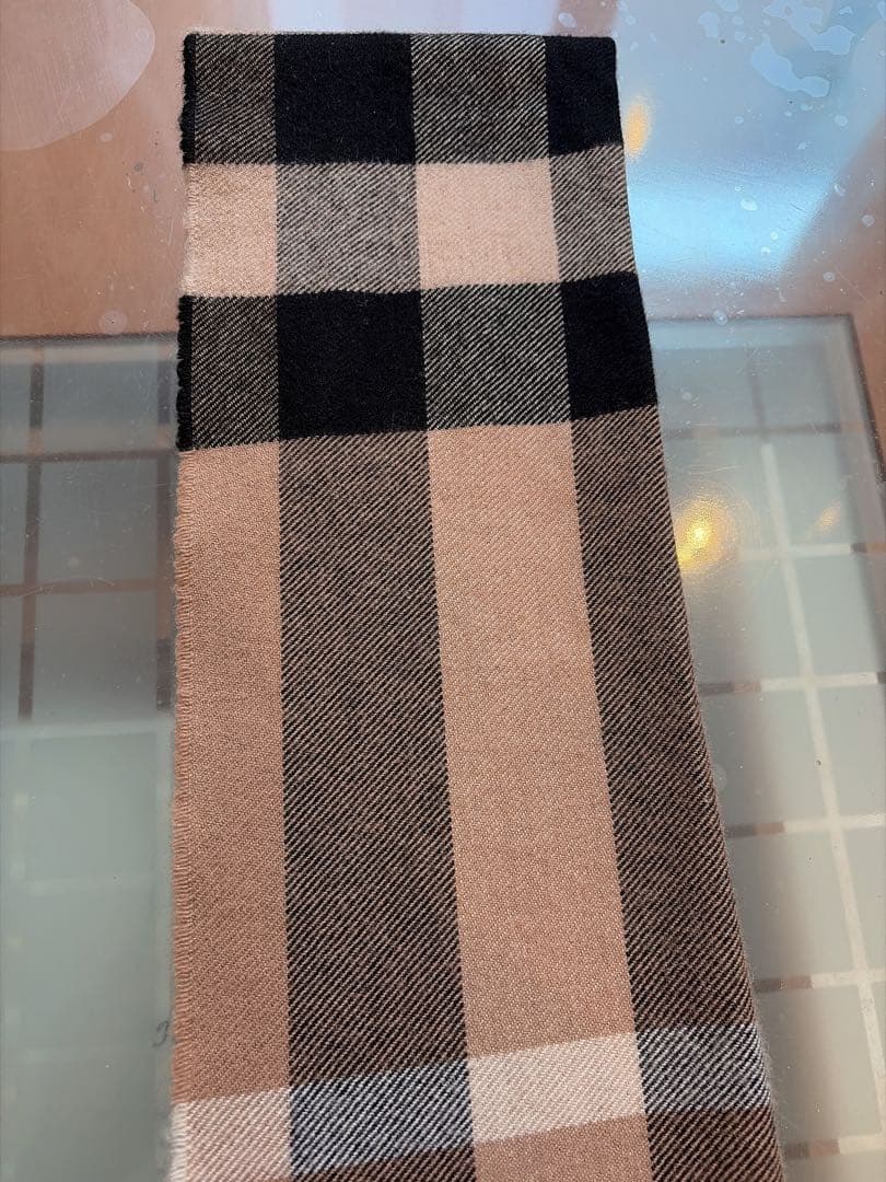 チェック柄マフラー ベージュ 黒
