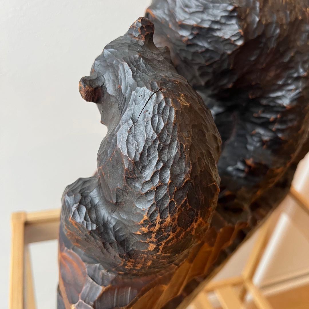 コヌサアイヌ作 木彫り熊 昭和35年 北海道民芸 手彫り 鮭くわえ ヴィンテージ