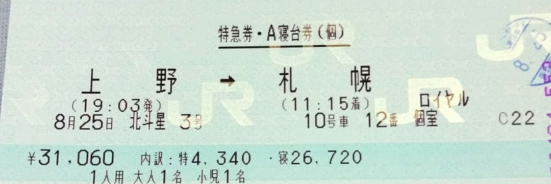 記念切符　寝台特急北斗星３号！