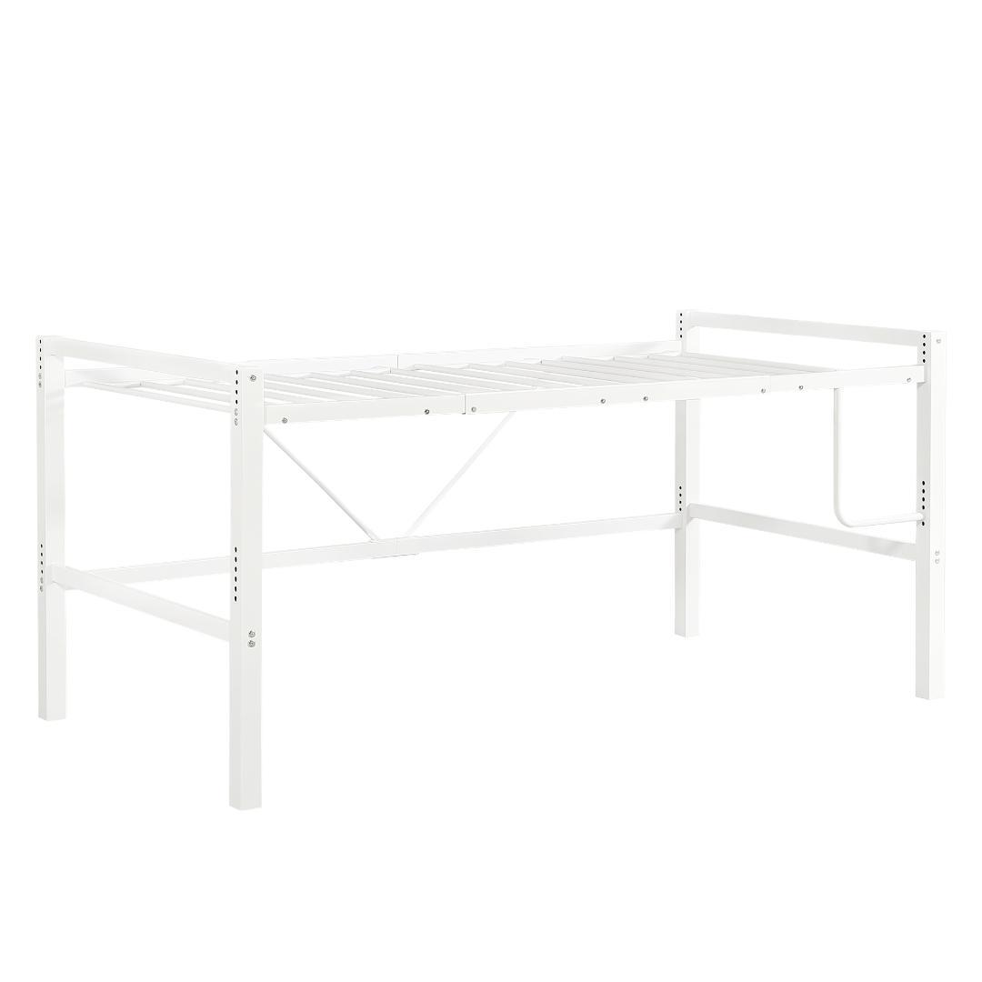 【ホワイト】高さ90cmロフトベッド パイプベッド シングルベッド 高さ調整可能