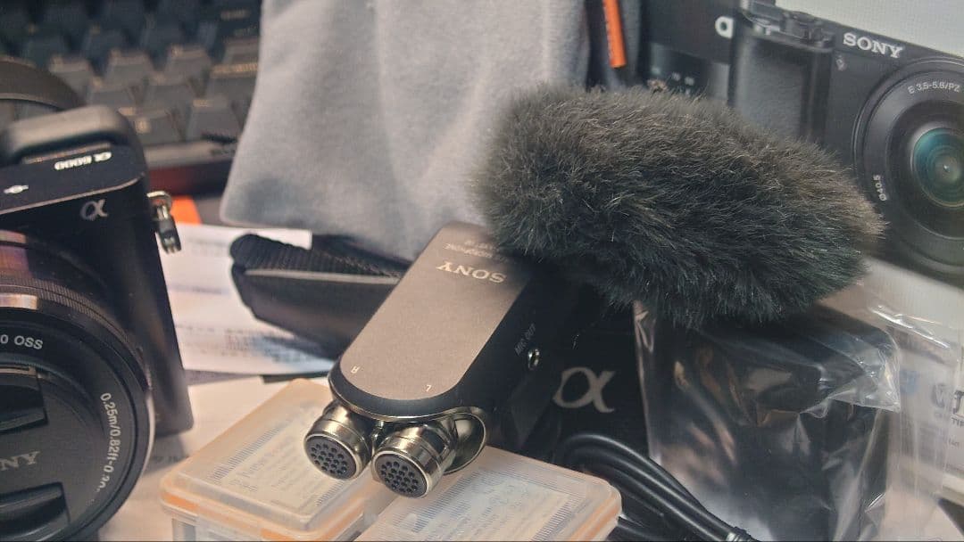 Sony α6000 ダブルズームレンズキット 純正マイク、128GBメモリ