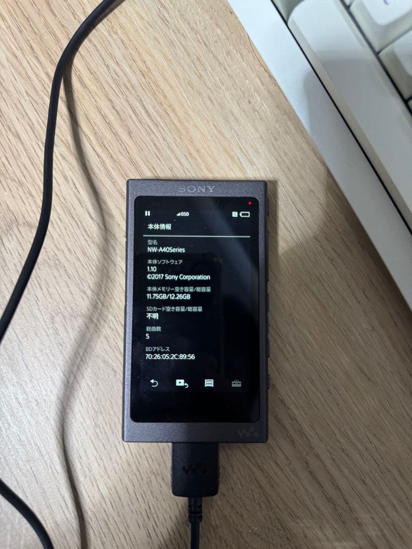 SONY ウォークマン NW-A45 動作良好 本体・ケーブル、純正ケース付き