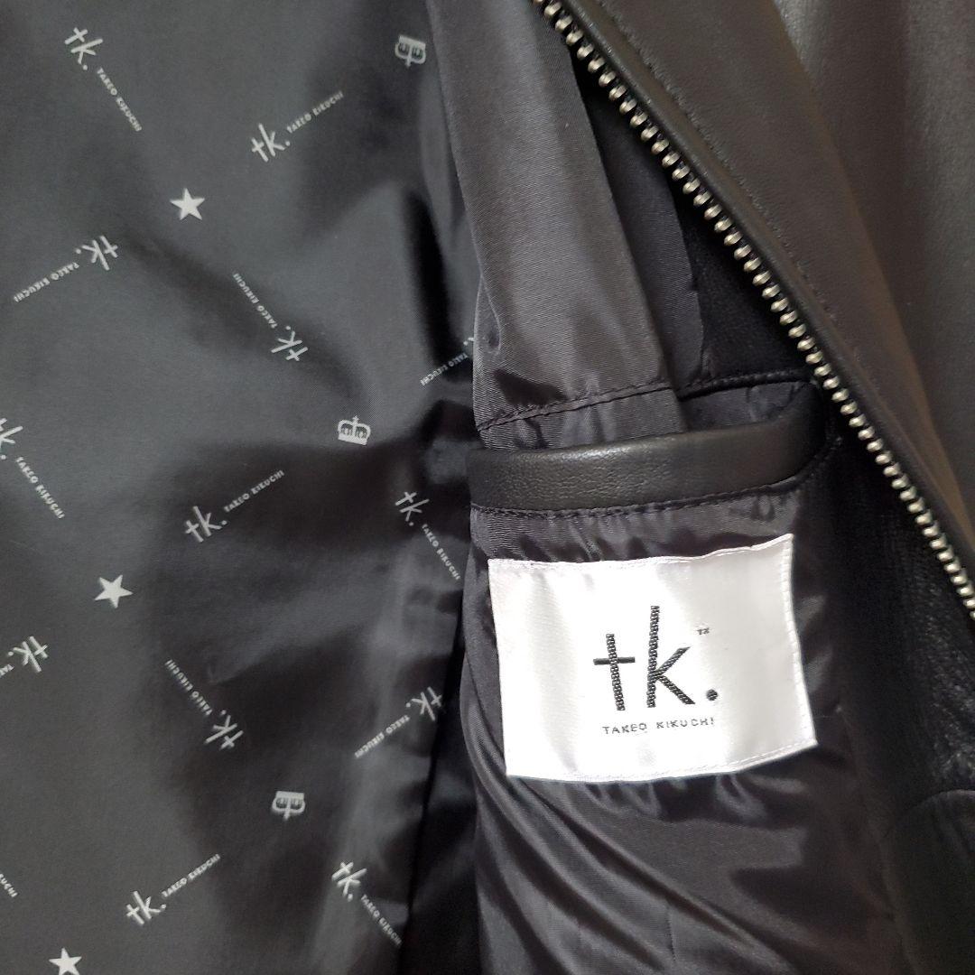 tk. TAKEO KIKUCHI ラムレザージャケット シングル ブラック L
