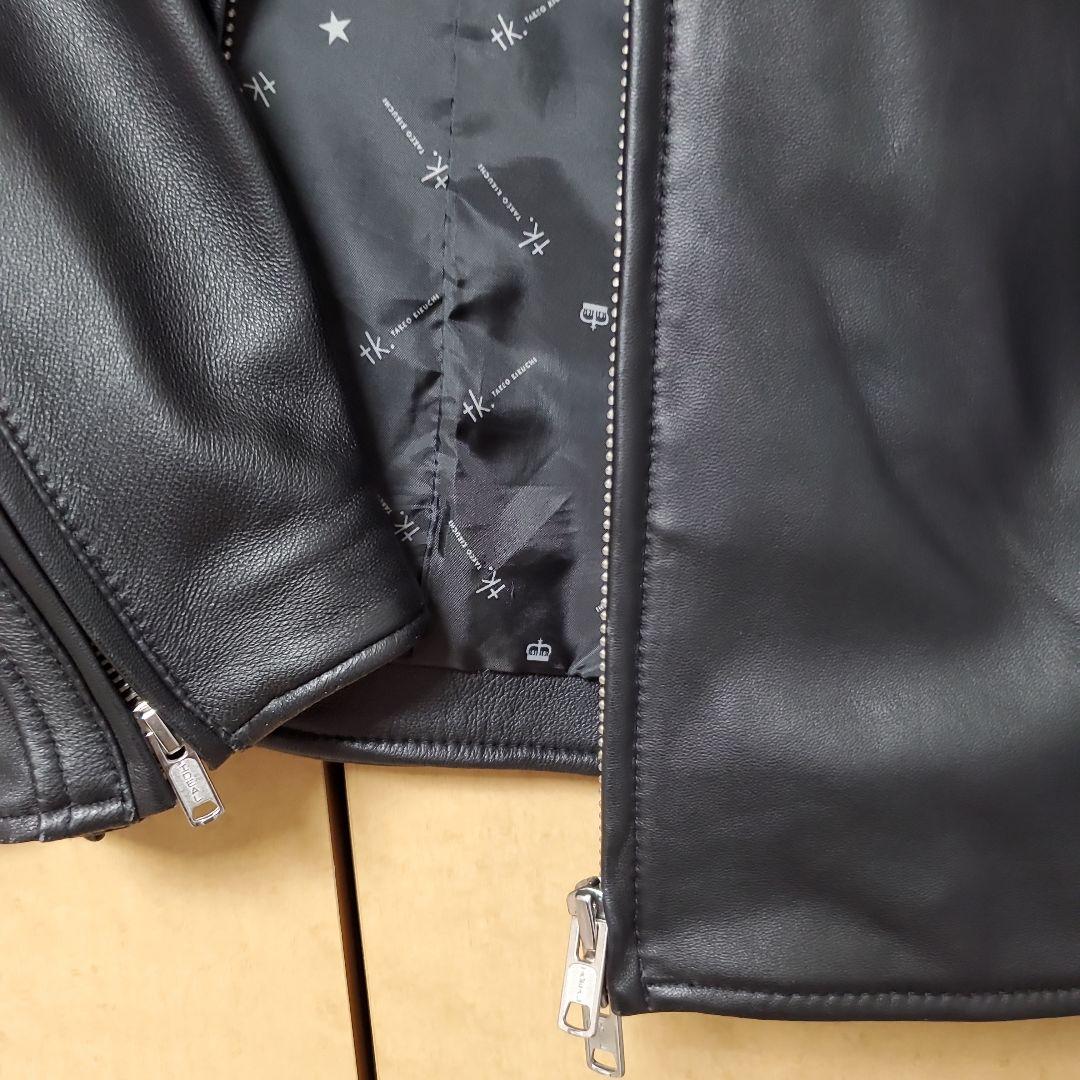 tk. TAKEO KIKUCHI ラムレザージャケット シングル ブラック L