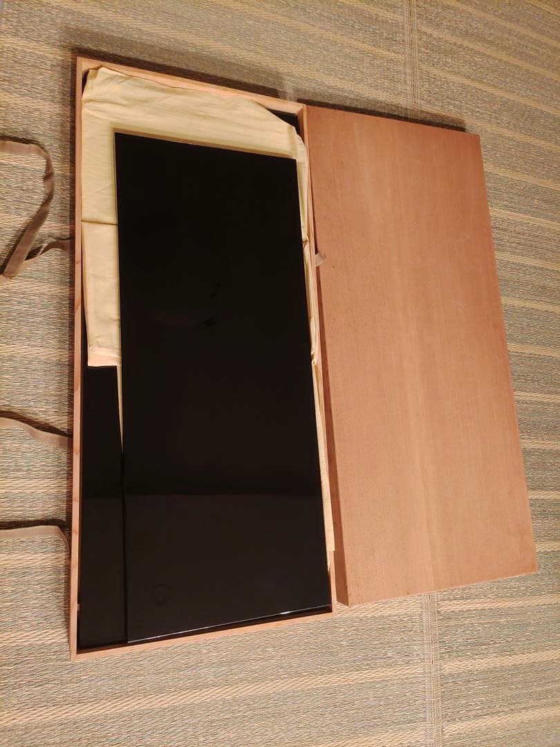 塗師岡田表寛 輪島塗 黒真塗 長板 炉用 風炉用 壱双 共箱共布 美品 無傷