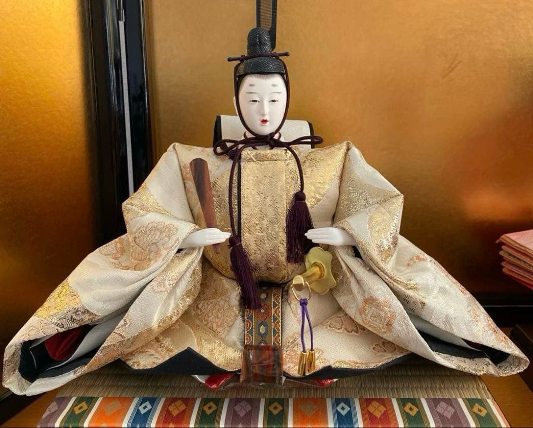 【美品】久月　光園作　雛人形　親王平飾り　金沢金箔屏風