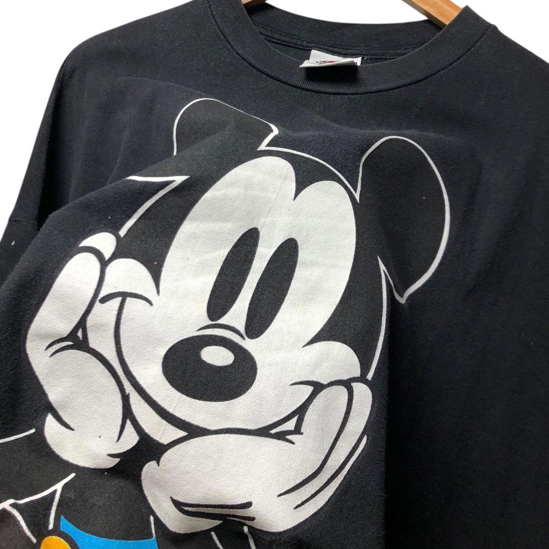 K*.様 90s お座りミッキー 青パン 両面 Tシャツ one size