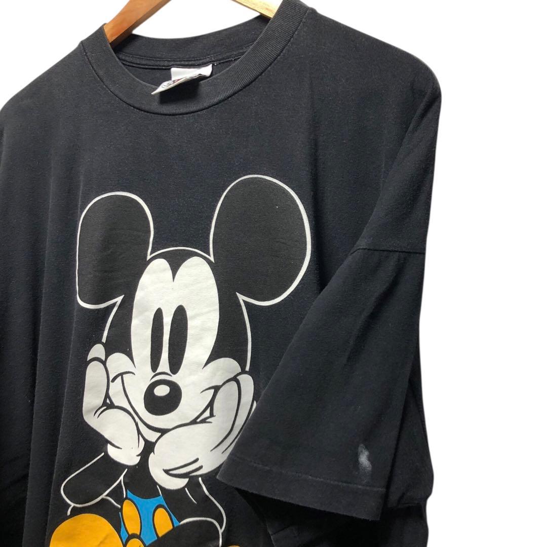 K*.様 90s お座りミッキー 青パン 両面 Tシャツ one size