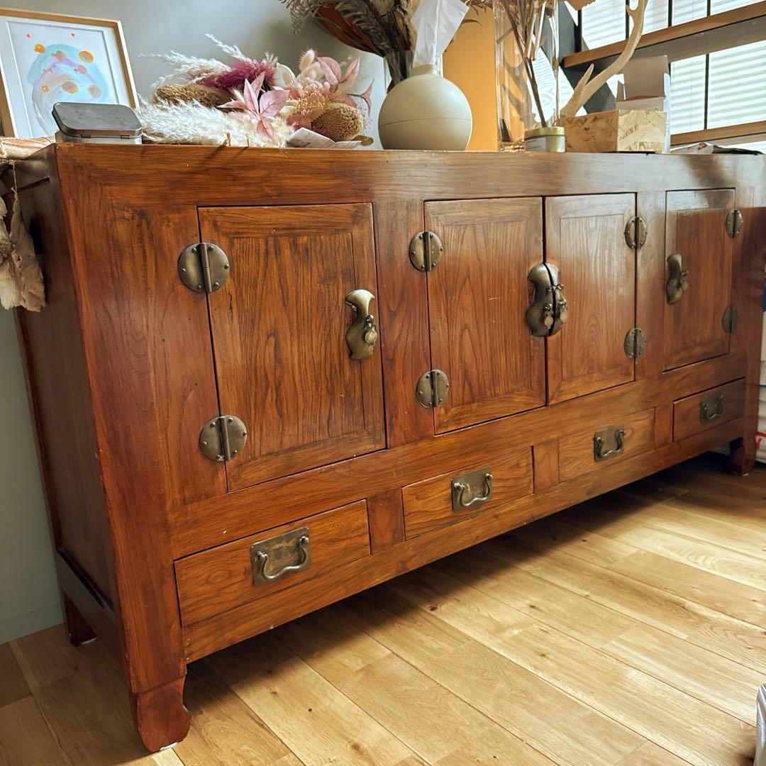 アンティーク木製アジアンスタイル収納キャビネット