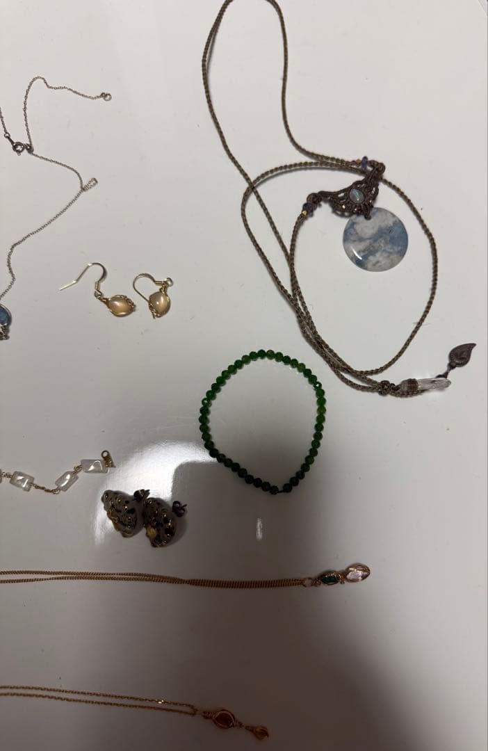 天然石　ネックレス　ピアス　セット　フカネ巻き　fukane 糸魚川翡翠