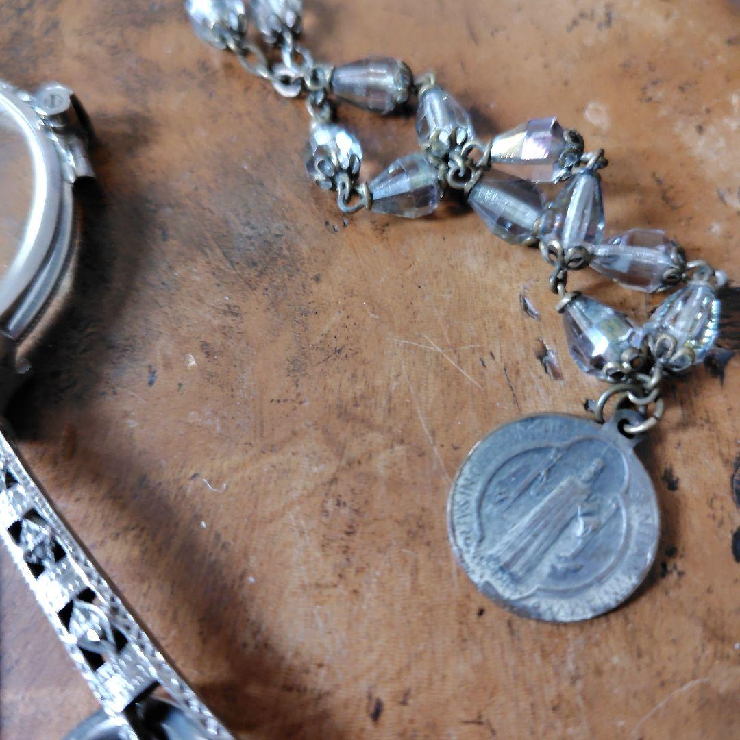 ルーペ付き　アンティークロザリオネックレス　匿名配送