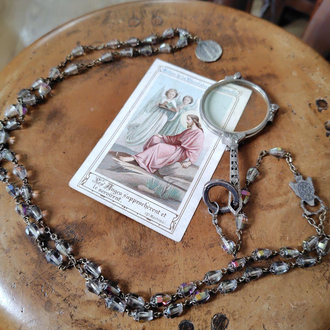 ルーペ付き　アンティークロザリオネックレス　匿名配送